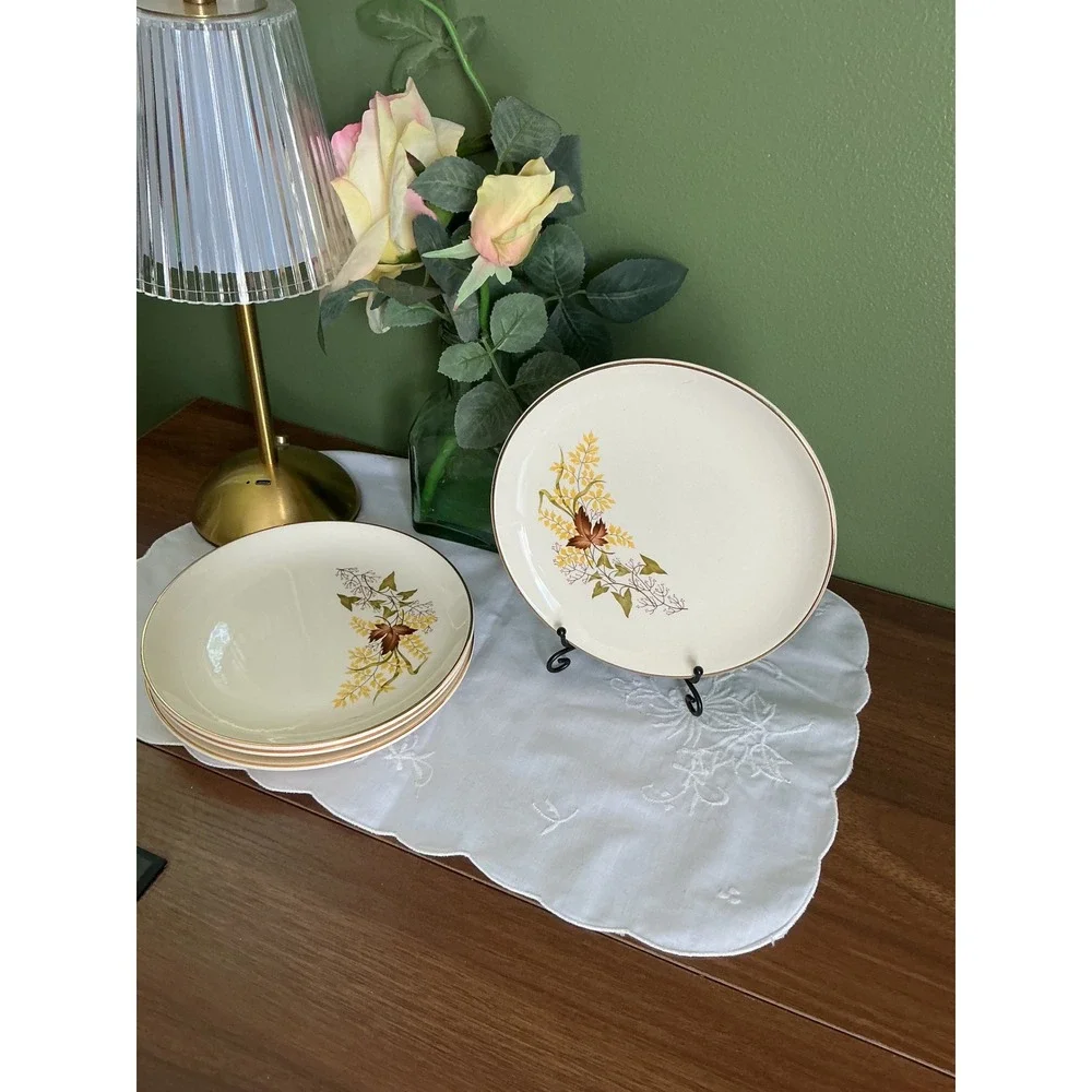 Vintage Taylor Smith and Taylor Gold Leaf Plates Set of 4